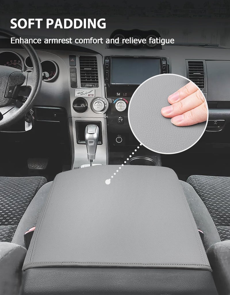 Eaglecover Center Console Cover for Toyota Tundra Accessories 2007-2013 & Toyota Sequoia 2008-2022, Vinyl Leather Car Armrest Protector, Anti-Scratch, Gray - Image 4